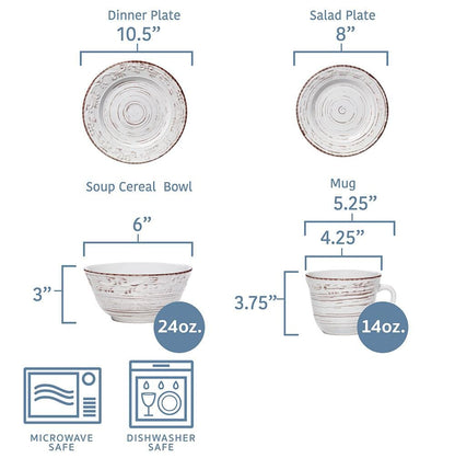 Trellis White 16 Piece Dinnerware Set, Service for 4