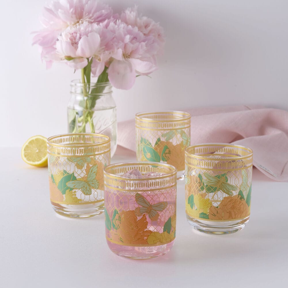 Fitz and Floyd Vintage Vibe Double Old Fashioned Glasses Set of 4