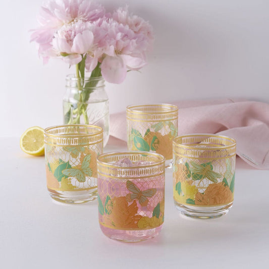 Fitz and Floyd Vintage Vibe Double Old Fashioned Glasses Set of 4