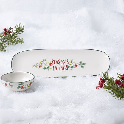 Winterberry® Sentiments Serve Tray with Dip Bowl