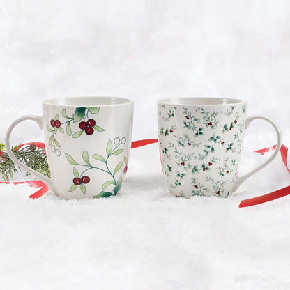 Winterberry® Set of 2 Holly Mugs